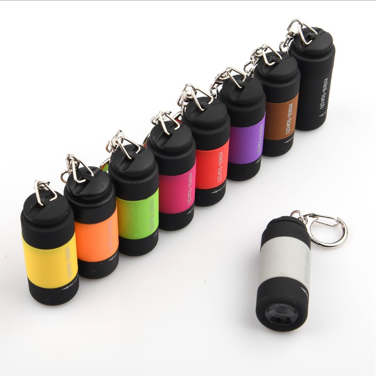 Móc khóa đèn pin NHIỀU MÀU, móc treo chìa khóa đa năng đèn pin có cổng sạc USB