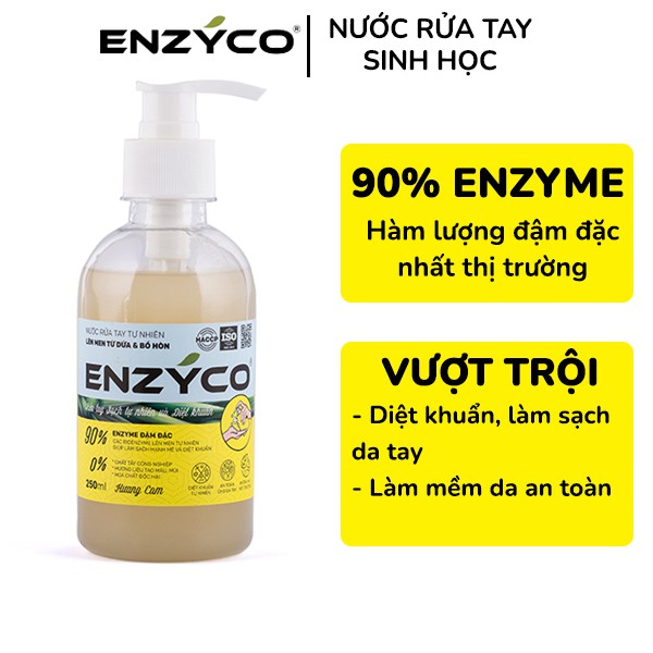 Nước Rửa Tay Sinh Học ENZYCO Sạch Khuẩn 90% Enzyme Dứa và Bồ hòn 250ML 손 세정제 Handwashing liquid