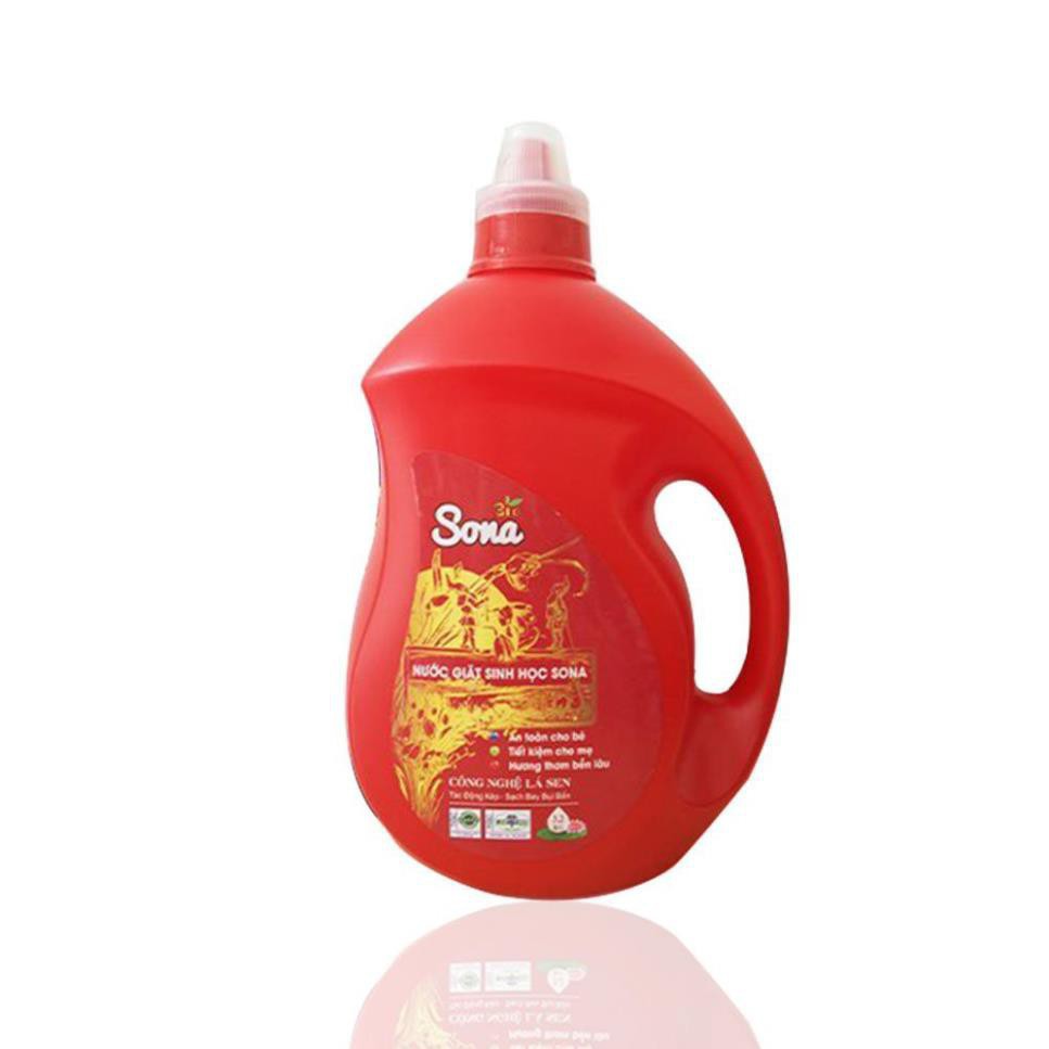 Nước giặt sinh học Sona 3,2kg nước giặt xả 2 trong 1 hương anh đào thơm lâu sạch sâu nước giặt TIỆM TẠP HOÁ SONA