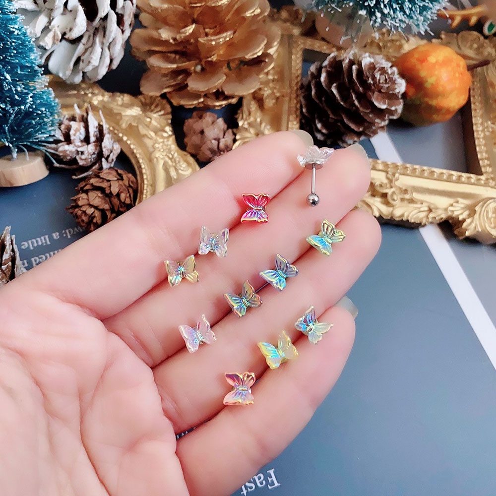 1 Khuyên Kẹp Vành Tai Hình Bướm Nhiều Màu Thời Trang Cho Nữ