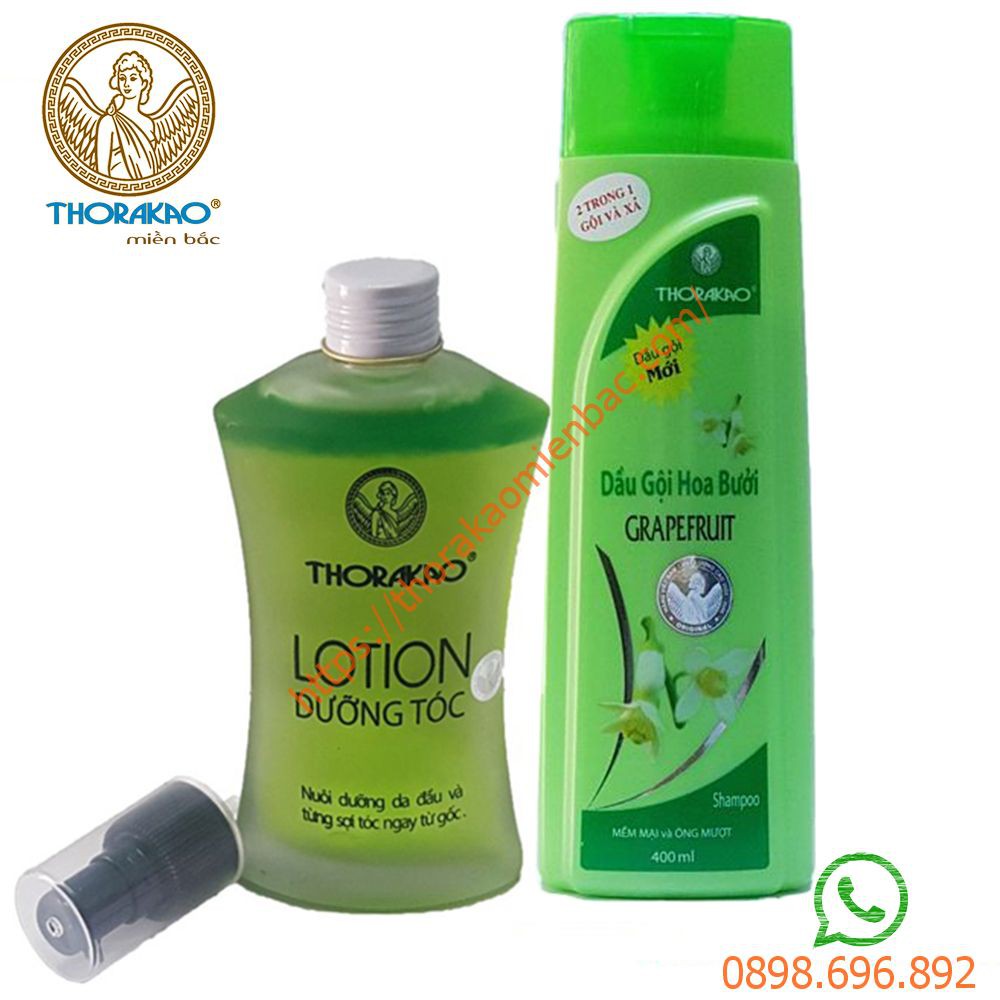 Combo dầu gội hoa bưởi ngăn rụng tóc và lotion tinh dầu bưởi kích thích mọc tóc Thorakao 120ml