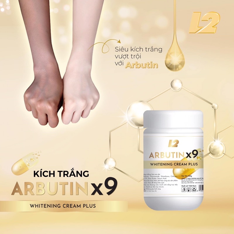 Kem Kích Trắng arbutin X9 L2 (Pha Vào Kem Body Giúp Trắng Nhanh)