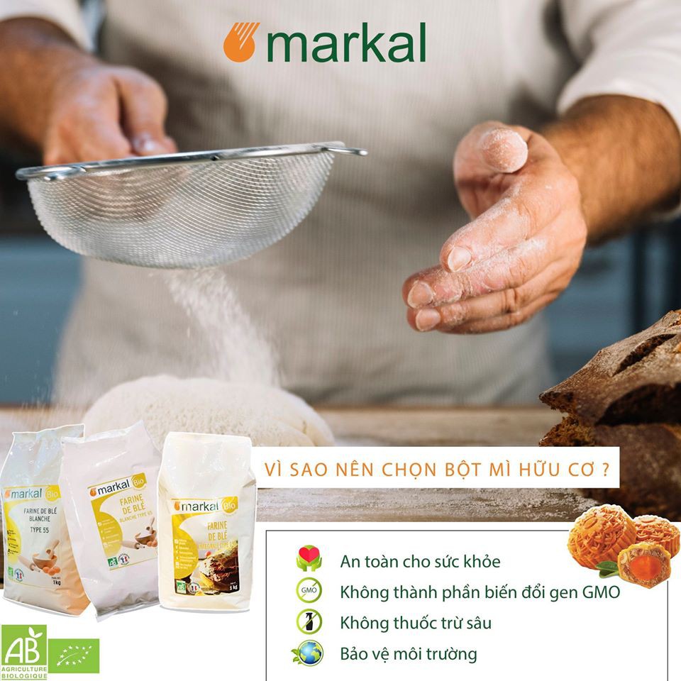 [Mã BMBAU50 giảm 7% đơn 99K] Bột mì nguyên cám hữu cơ Markal 1kg