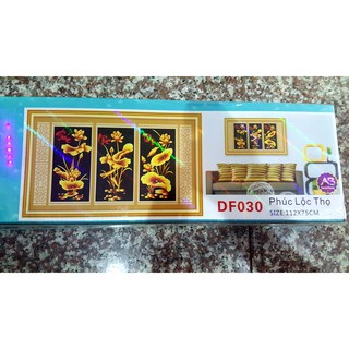 Tranh đính đá phúc lộc thọ sen vàng