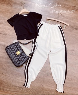 Set áo crotop quần thun