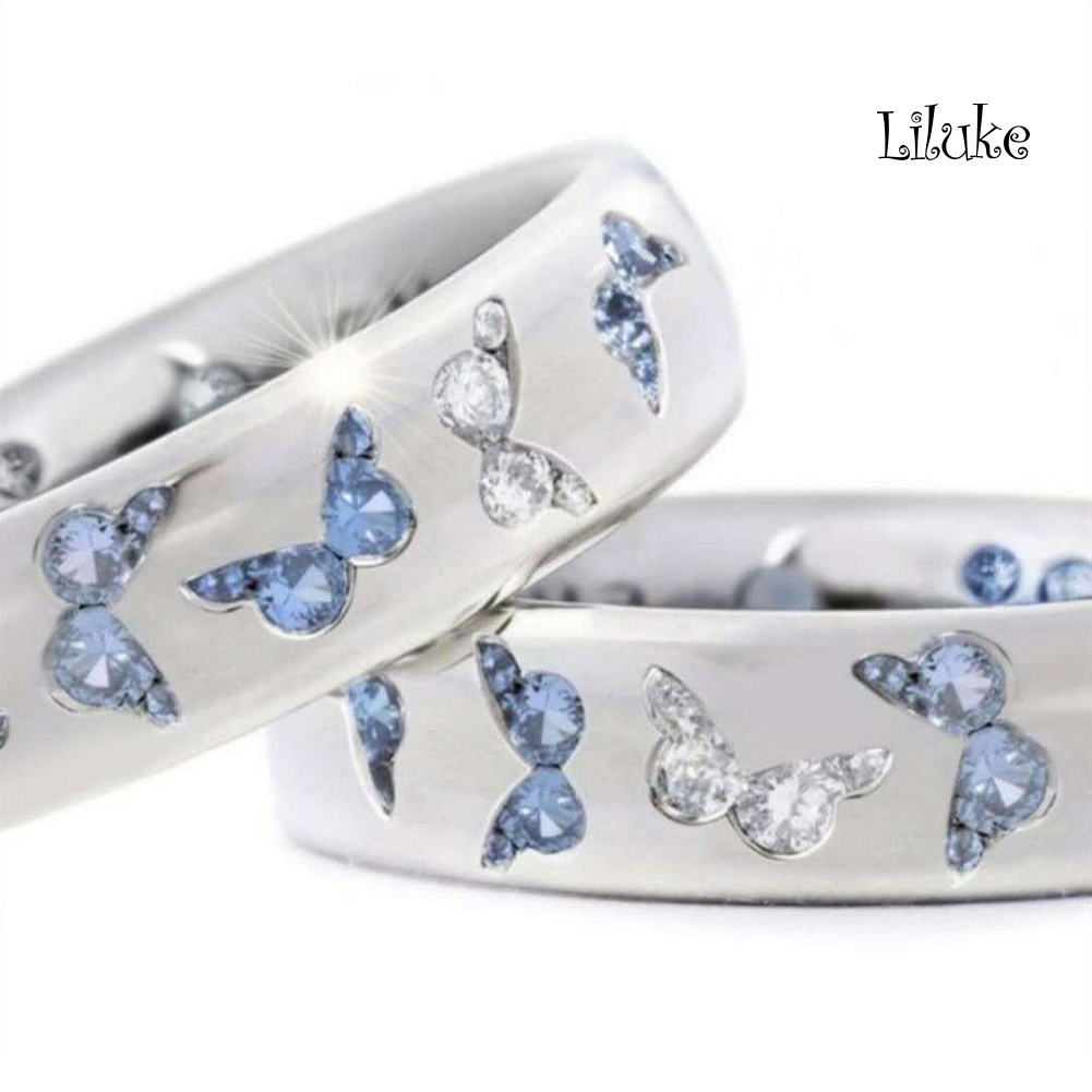 Nhẫn Mạ Bạc Trang Trí Hình Bướm Đính Đá Thời Trang Cho Nữ