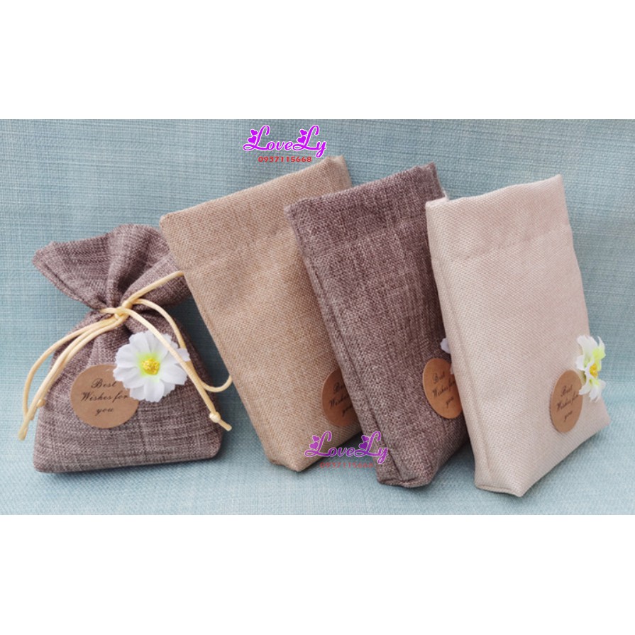 Túi thơm phòng hoa lavender oải hương thơm ngát trang trí chất liệu vải bố, vintage decor