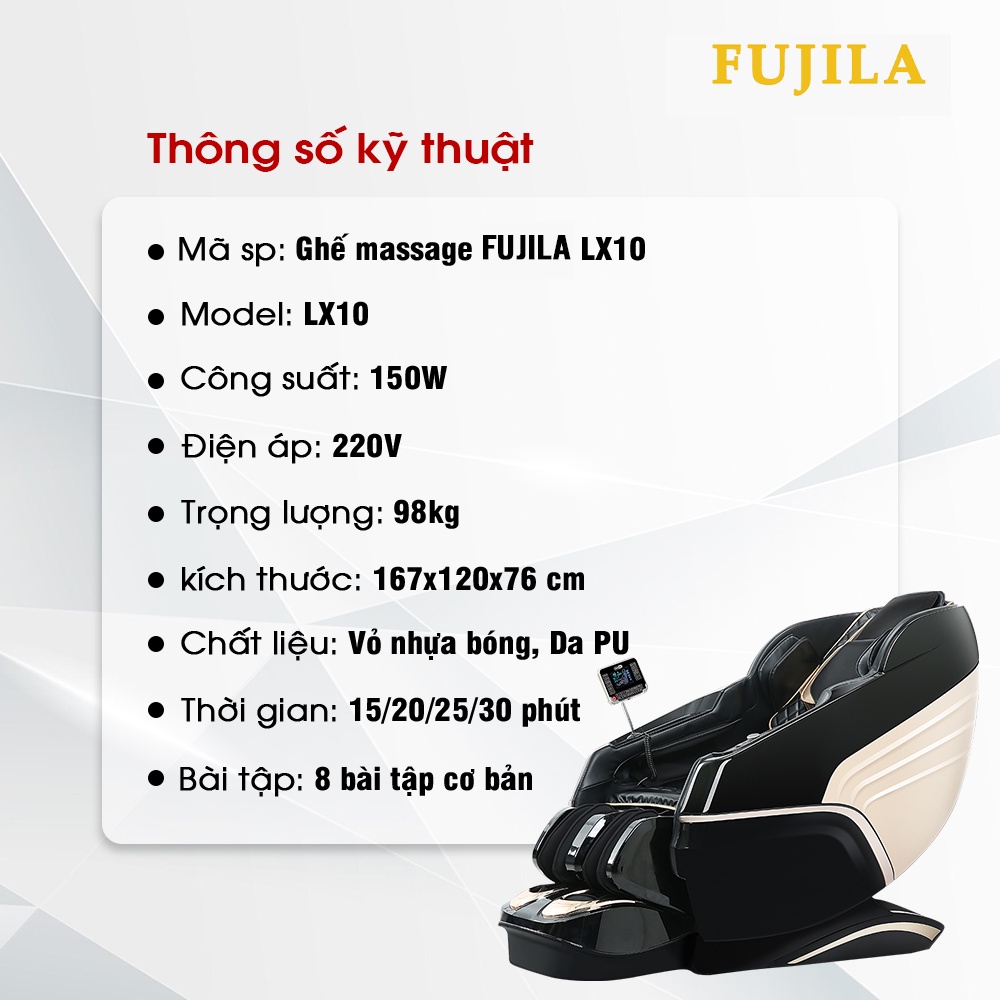 Ghế massage FUJILA LX10 hạng thương gia chuẩn Châu Âu - Bậc thầy trị liệu - Bảo hành 6 năm