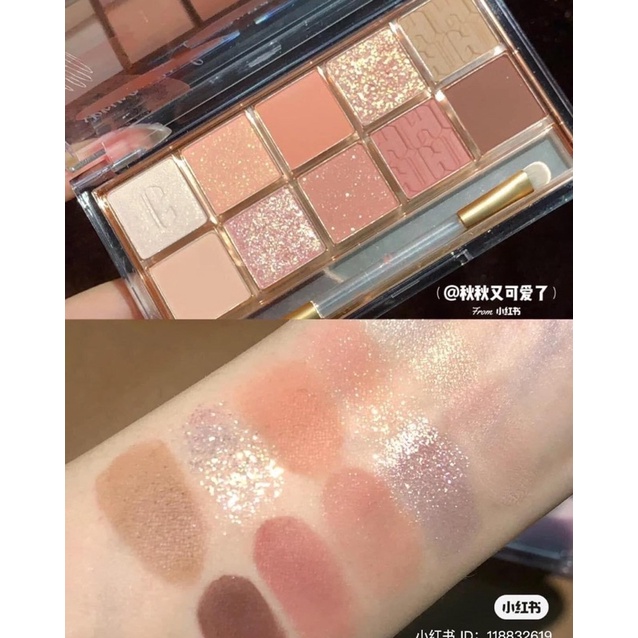 Có kèm cọ mắt - Bảng phấn mắt CLIO màu số 15 Eye Palette tone Spring Sunshine on Canvas cam hồng đào