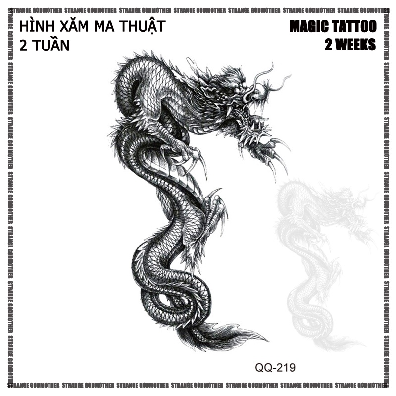 Hình Xăm Dán Hình Rồng 219 Chống Nước 10 * 6CM Phong Cách Hàn Quốc