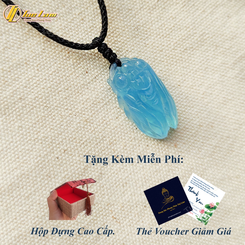 Mặt dây chuyền ve sầu aqua xanh dương hợp mệnh thủy mộc mang lại may mắn - Tuệ Lâm