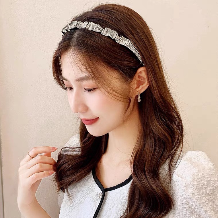 Băng Đô Cài Tóc Đính Đá Pha Lê Toàn Diện Phong Cách Retro Mùa Hè Cho Nữ