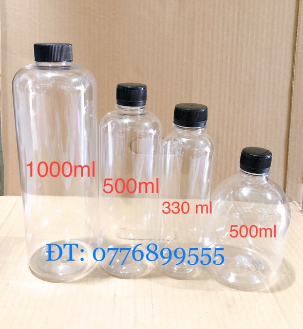 50 chai vuông nắp đen 330ml 250ml