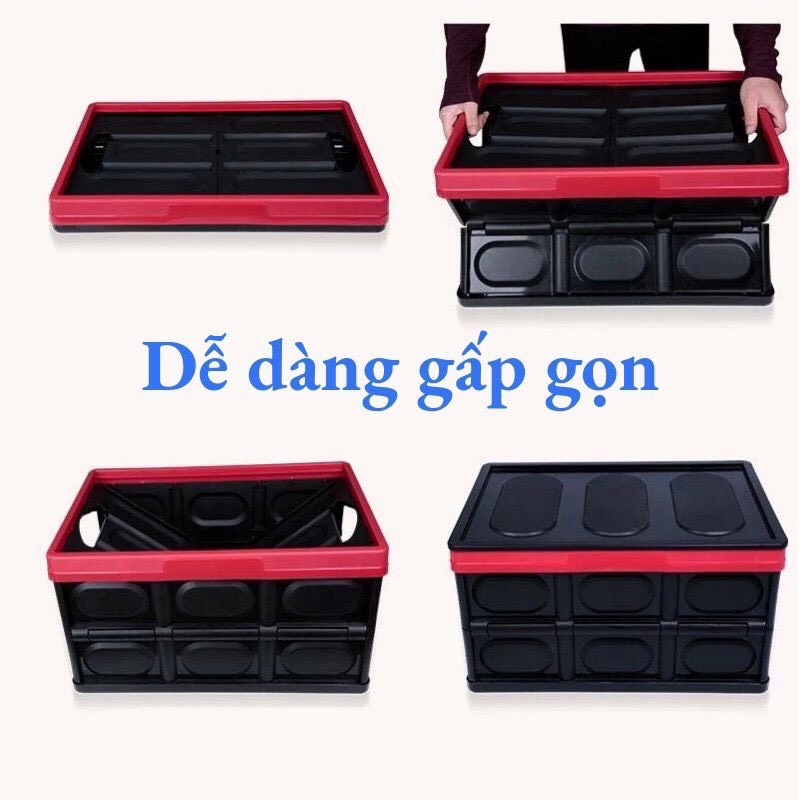 Hộp Để Đồ Gấp Gọn Thông Minh - Thùng Nhựa Đựng Đồ Cốp Sau Ô Tô Siêu Tiện Lợi 55l, LỖI 1 ĐỔI 1