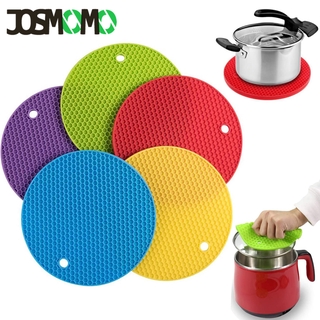 JOSMOMO Đệm nồi bằng silicon, miếng tổ ong, miếng đệm tam giác bằng silicon dày dặn, miếng đệm nhiệt, chịu nhiệt, chống trượt, bền, dẻo và dễ lau chùi, làm khô