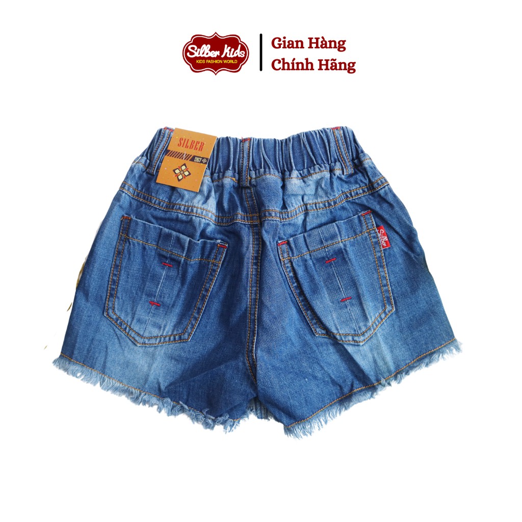 Quần Short Váy Jean Bé Gái Phối Tua Rua Gấu SILBER KIDS