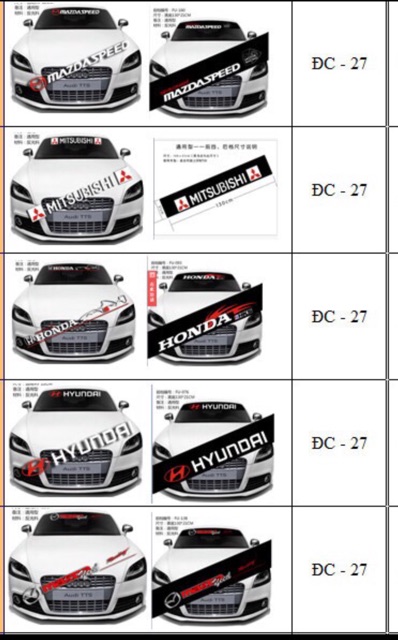 Tem dán theo xe Dc 27