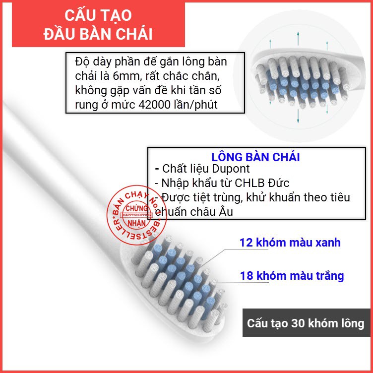 Bàn chải điện X3 Bản nâng cấp, Bảo hành lỗi đổi mới, Hoạt động mạnh mẽ, Bền bỉ