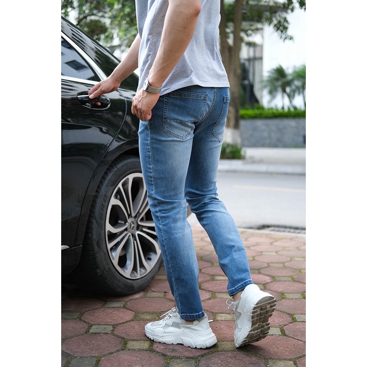 Quần jean nam dáng ôm H90 cao cấp màu xanh chàm chất co giãn trẻ trung J077 | BigBuy360 - bigbuy360.vn