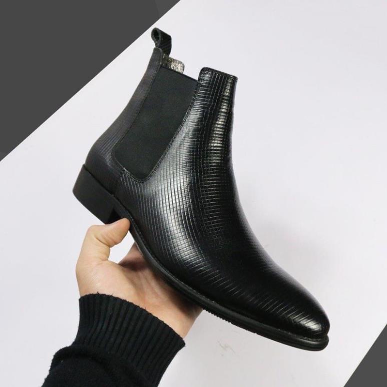 Chelsea Boots da bò dập vân CC