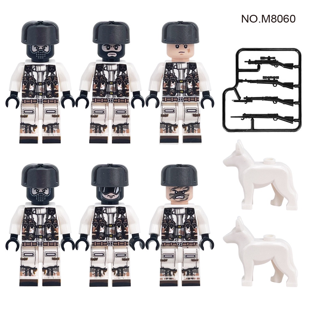 COMBO 6 Lính Liên Xô Trong Trang Phục Mùa Đông M8060 - Đồ Chơi Lắp Ráp Mini Army