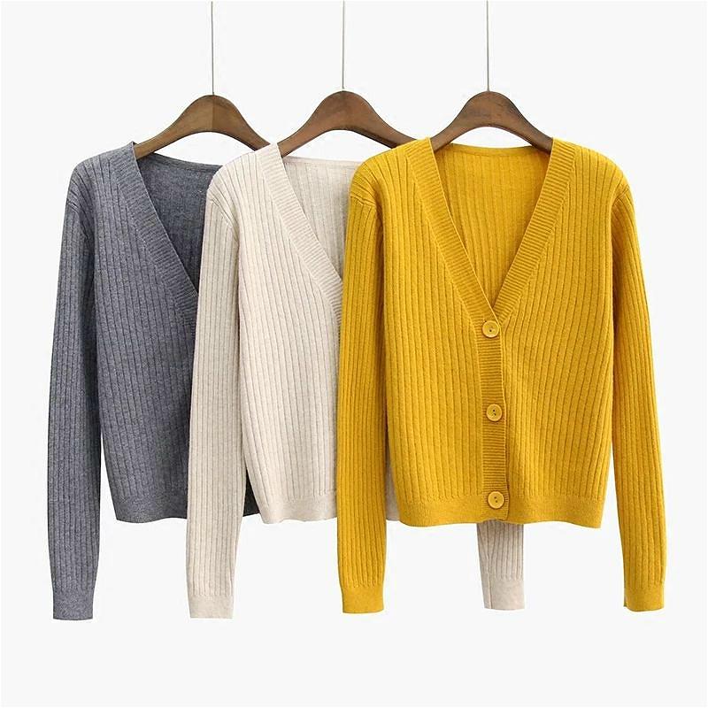 Áo Khoác Cardigan Dệt Kim Thiết Kế Cổ Chữ V Nữ Tính