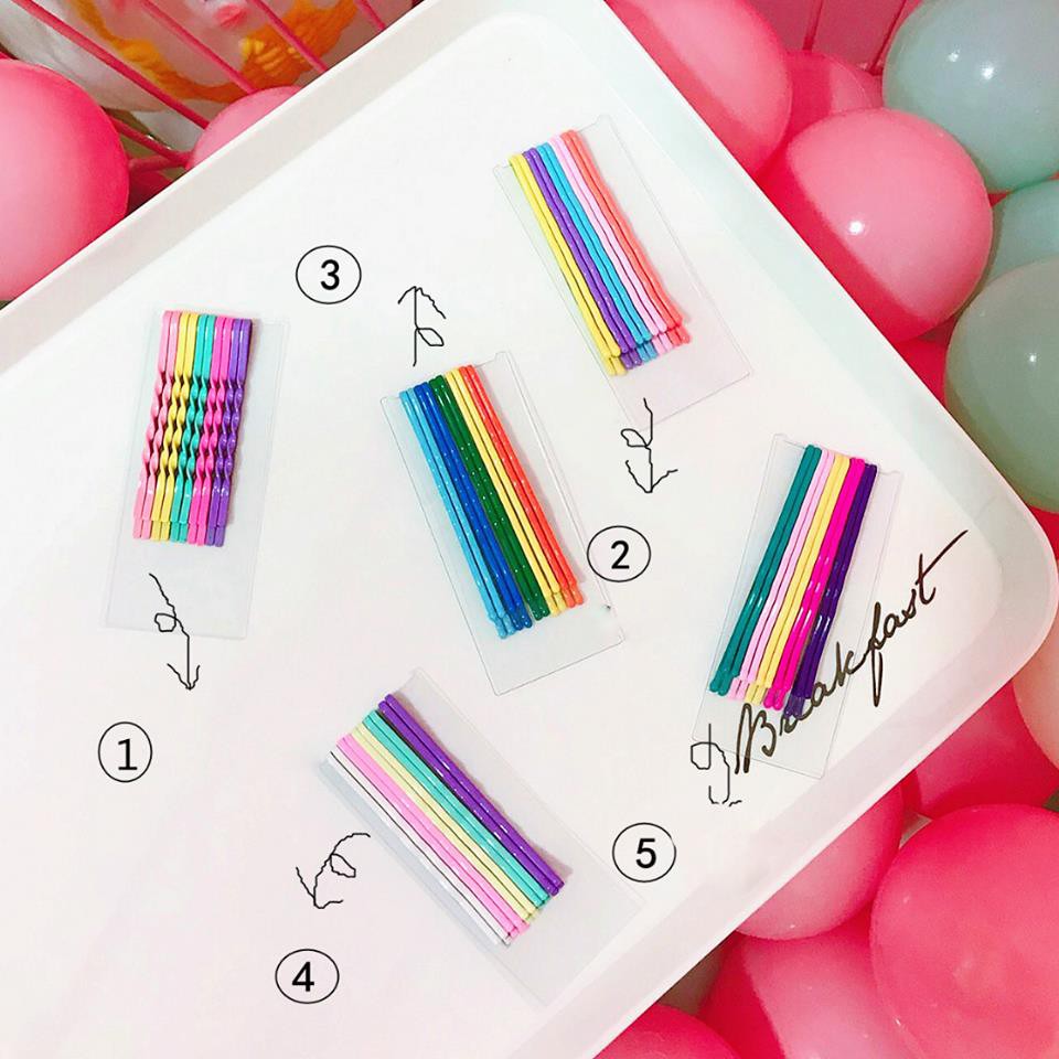 Set 10 kẹp tăm, kẹp tóc xước Mua Tất màu sắc (muatatshop)