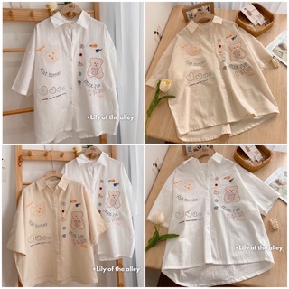 [SIEU SALE]Áo Sơ Mi Tay Ngắn In Họa Tiết hình gấu Cá Tính Cho Nam-nữ( kèm ảnh thật)