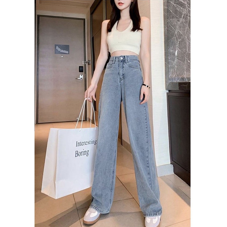 [ NY26 ] QUẦN JEAN ỐNG RỘNG NỮ LƯNG CAO MÀU XANH NHẠT CAO CẤP UTI ĐỦ SIZE S, M, L SIÊU THỜI TRANG , FORM ĐẸP DÁNG CHUẨN