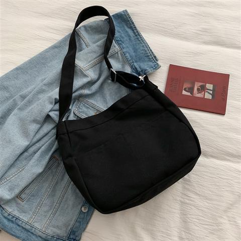 Túi Vải Canvas Đeo Chéo Phong Cách Harajuku Nhật Bản Hợp Thời Trang Cho Nữtúi đeo chéo nữ màu đen  trần trám dáng tròn dây bản to màu trắng học sinh  túi canvas đeo chéo