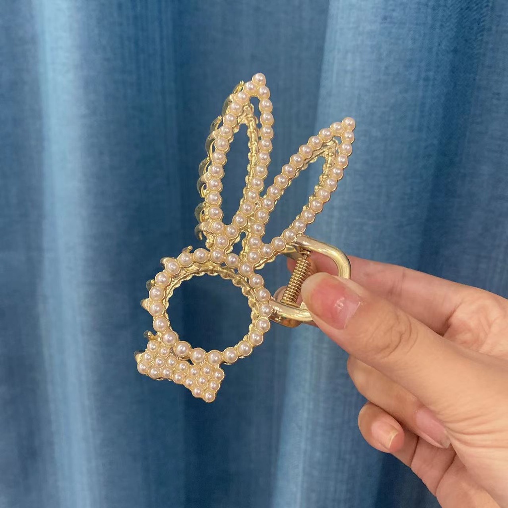 Kẹp tóc hình thỏ đính ngọc trai
