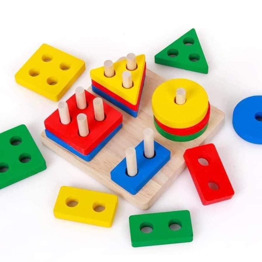 Đồ Chơi Gỗ  Combo 6 Món Đồ Chơi Gỗ  Thông Minh Phát Triển Trí Tuệ Cho Bé Nhiều Màu Sắc