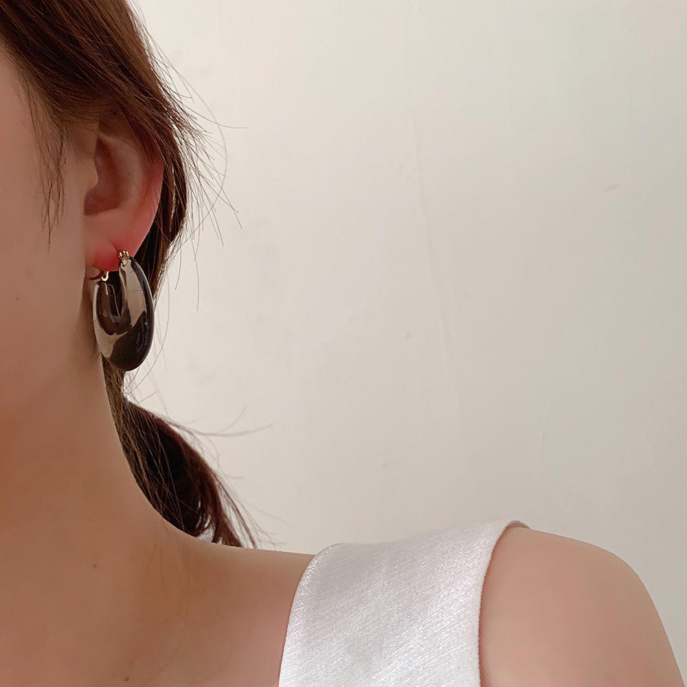 Bông Tai Hình Tròn Bằng Hợp Kim Phong Cách Hàn Quốc Thời Trang Cho Nữ