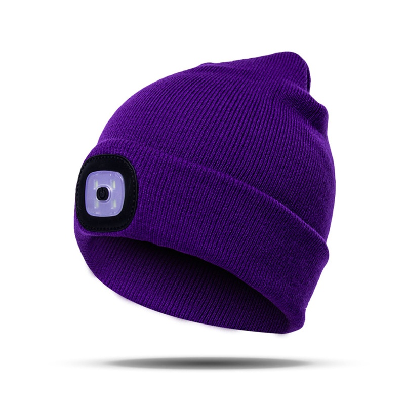Mũ Beanie Dệt Kim Có 4 Đèn LED Phát Sáng Dành Cho Mùa Đông