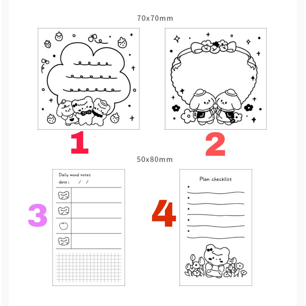 Con dấu gỗ làm sổ trang trí planner kiểu dáng note