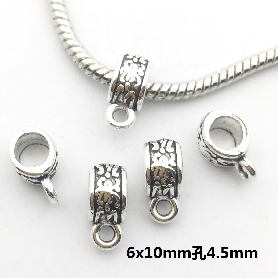 Set 10 móc khóa kim loại màu bạc phong cách Tây Tạng dùng làm trang sức