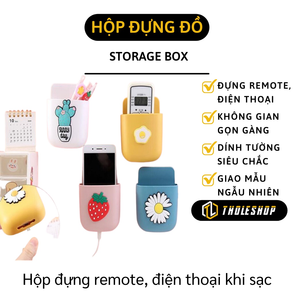 Hộp Đựng Remote - Giá Để Điện Thoại Có Lỗ Cắm Sạc, Bút, Đồ Dùng Dán Tường 10017