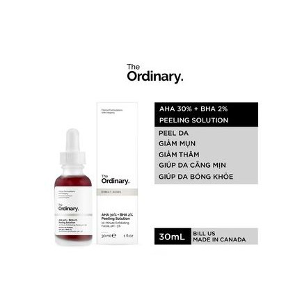 The Ordinary AHA 30% + BHA 2% Peeling Solution - Giải Pháp Giúp Giảm Vết Thâm, Da Sần Mụn, Lỗ Chân Lông 30ml