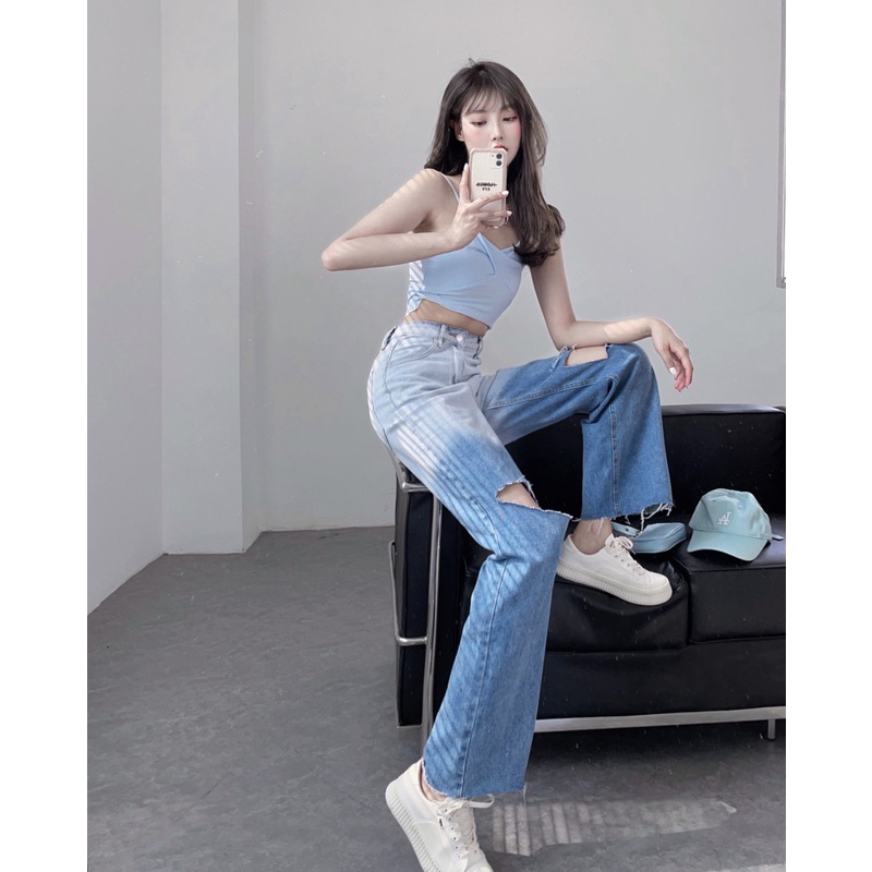QUẦN JEANS BAGGY NỮ ỐNG SUÔNG, QUẦN JEANS NỮ HAI MÀU DÁNG SUÔNG HÀNG NHẬP QUẢNG CHÂU