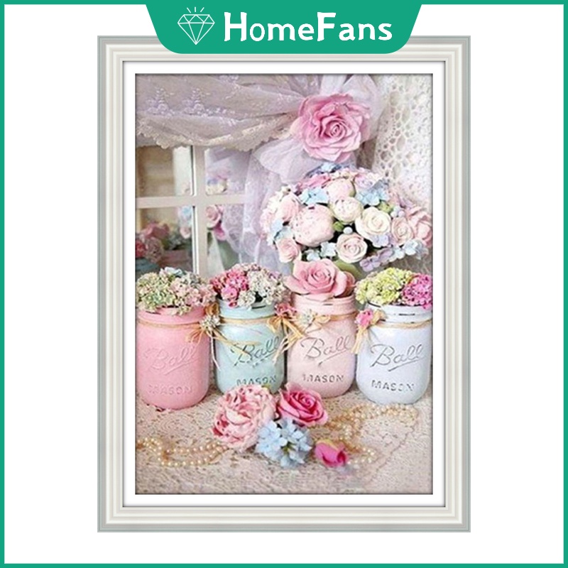 Bộ tranh đính đá 5D họa tiết hoa độc đáo DIY dùng trang trí nhà cửa 30x40