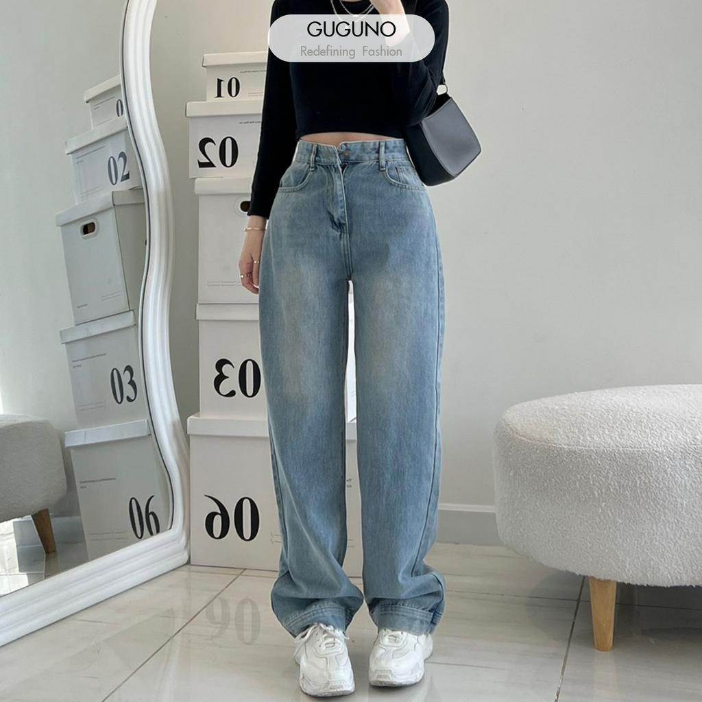 Quần jeans nữ ống rộng GUGUNO