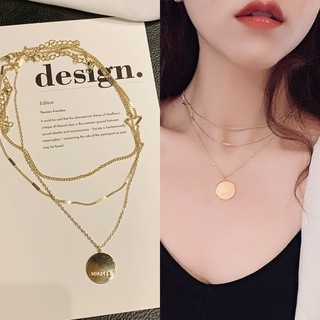 Layered Discs Pendant Link Chain Simple Necklace