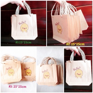 COMBO 20 TÚI  GIẤY HELLO QUAI CÓI KT 15*15cm
