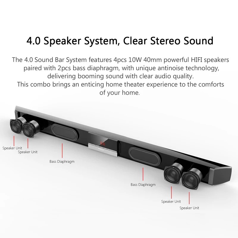 Loa soundbar tivi 3D âm thanh nổi kết nối không dây SR100 PLUS