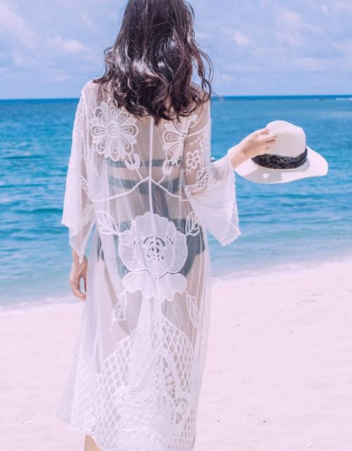 Áo lưới hoa hồng form dài (2 màu)
