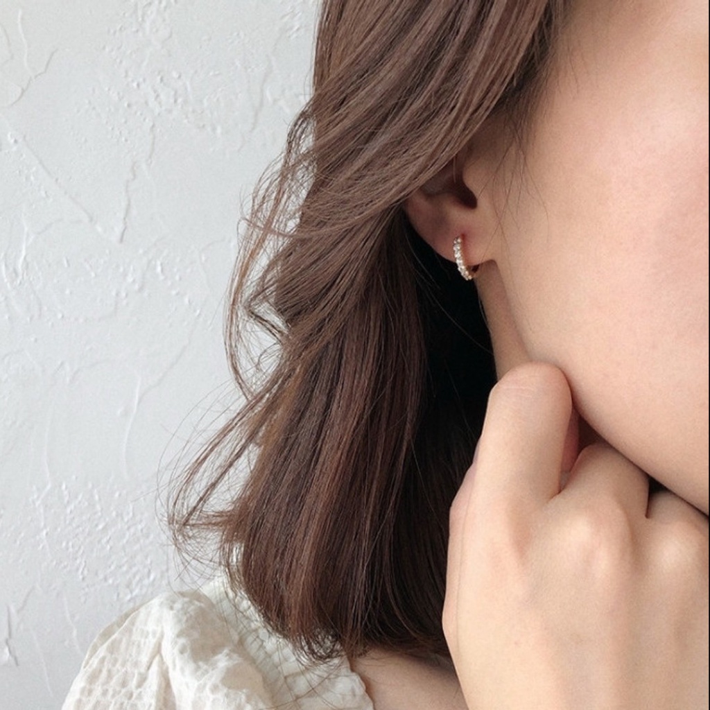 Bông tai bạc nữ tròn dạng bấm nạm đá DaLiA Jewelry khuyên tai bấm basic cho người lớn và trẻ em