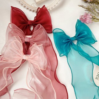 Kẹp tóc hình nơ phối lưới phong cách Hàn Quốc thời trang cho bé