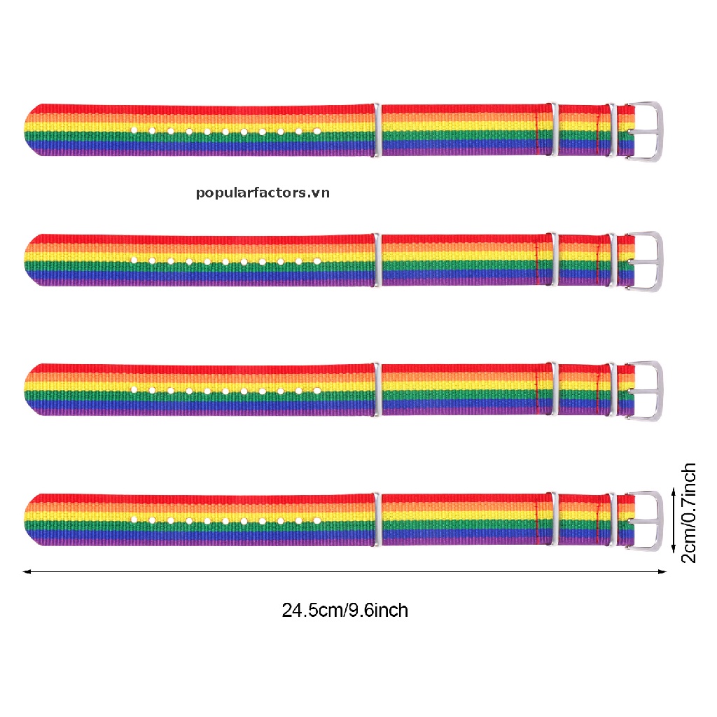 Set 4 Vòng Tay Đồng Hồ Cầu Vồng LGBT Bằng Vải Bố Điều Chỉnh Được