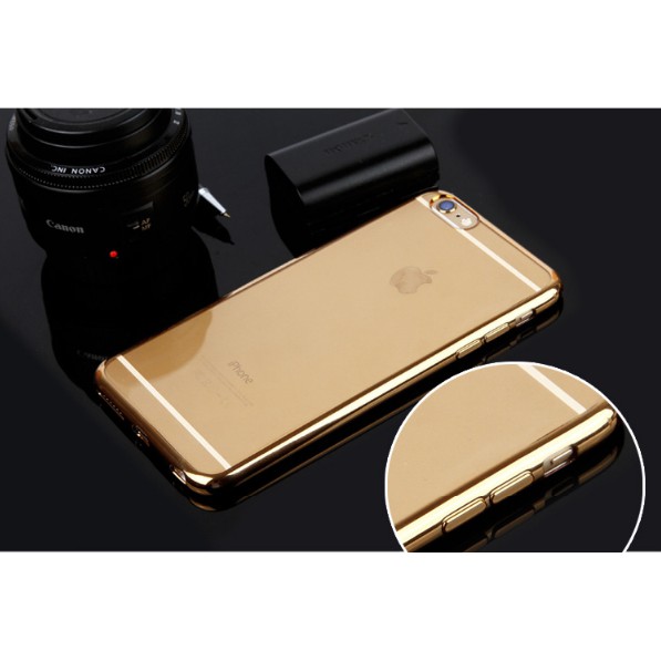 Ốp lưng mạ viền gold và rose gold cho điện thoại Iphone 6Plus/6S Plus(Trong suốt)