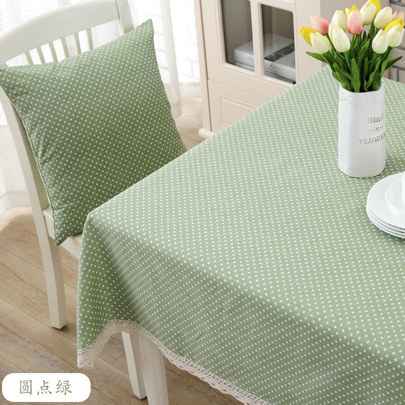 Khăn Trải Bàn Hình Chữ Nhật Bằng Vải Cotton Lanh Phối Ren Họa Tiết Hoa Đơn Giản Phong Cách Nhật Bản